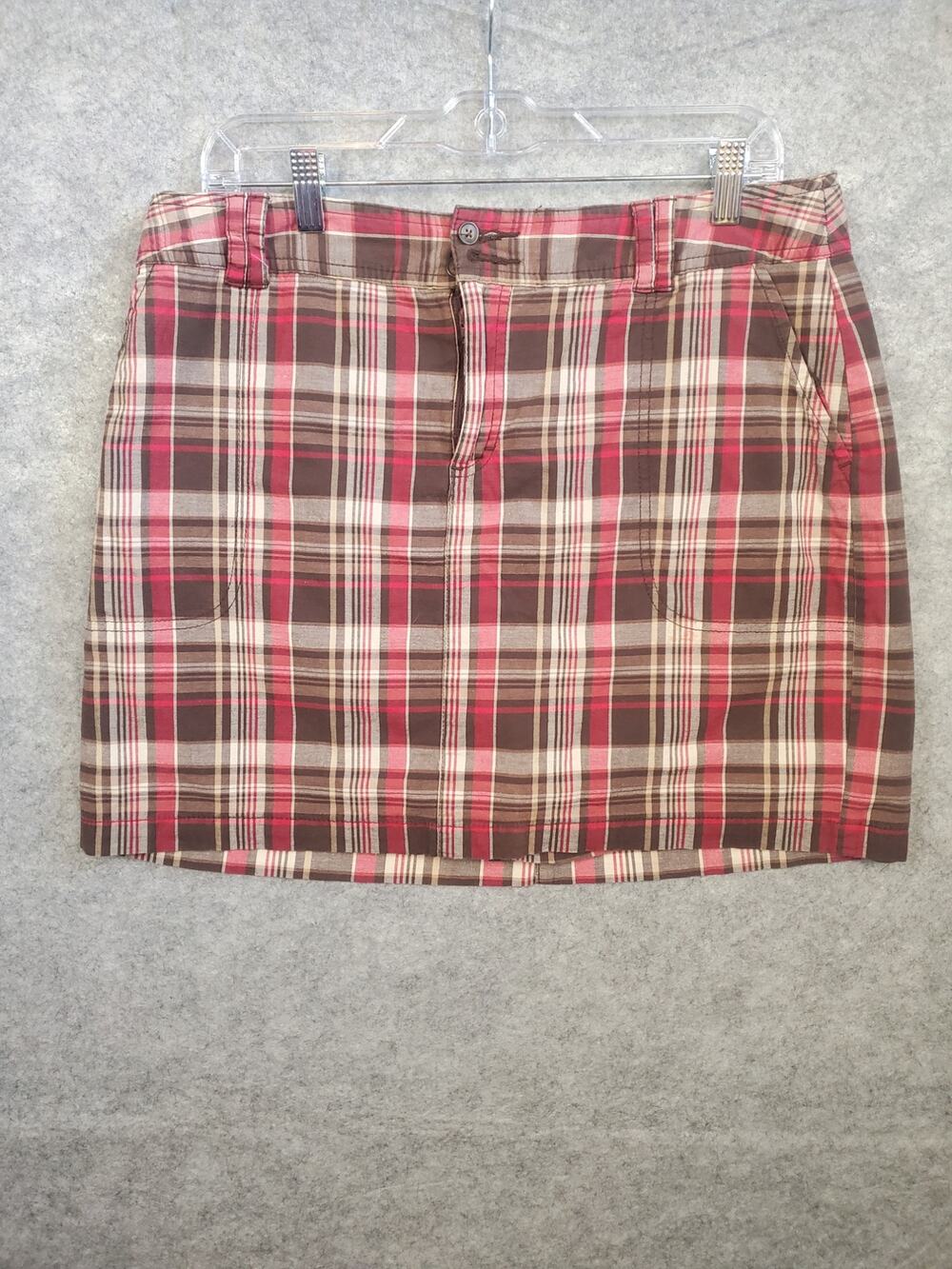 Women's St John's Bay Size 14 Brown & Red Plaid Skort